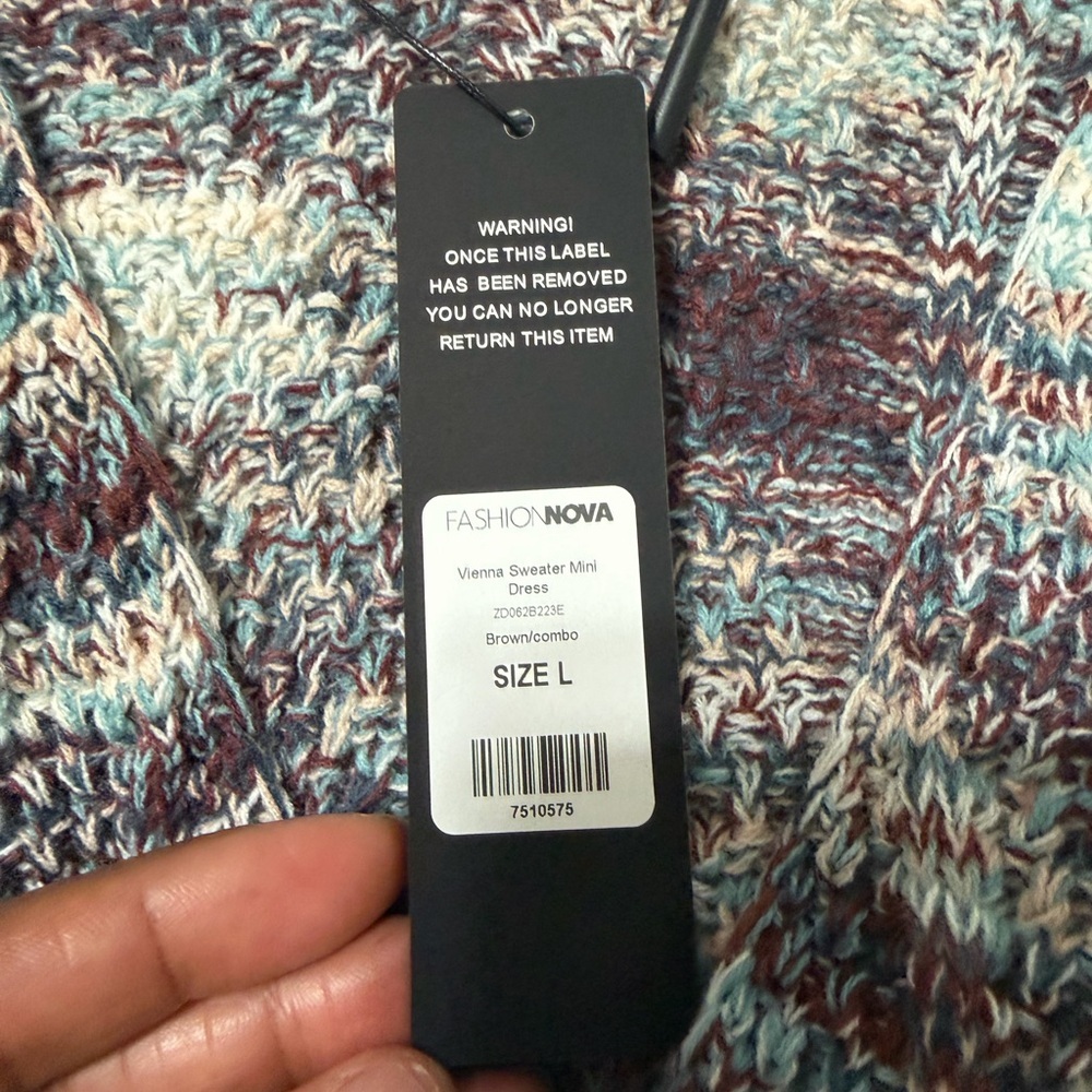 Fashion Nova Vienna Sweater Mini Dress - Brown/combo XL - Picture 4 of 7